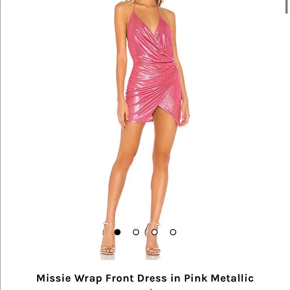 Missive Wrap Front Dress in Metallic Pink